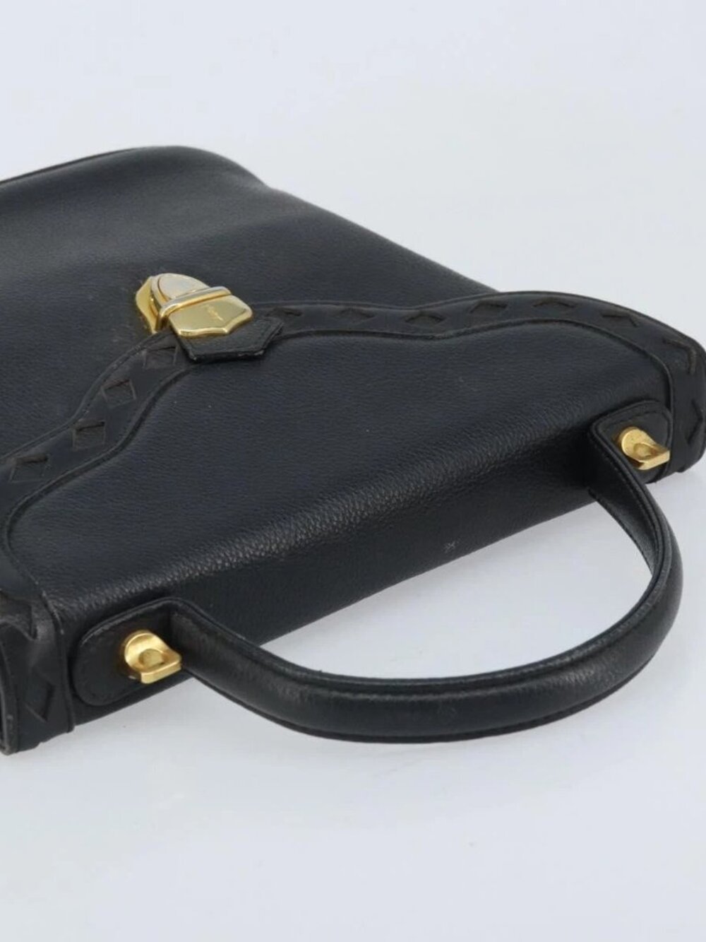 SAINT LAURENT Hand Bag Leather Black Gold Auth 174481 - Picture 7 of 15